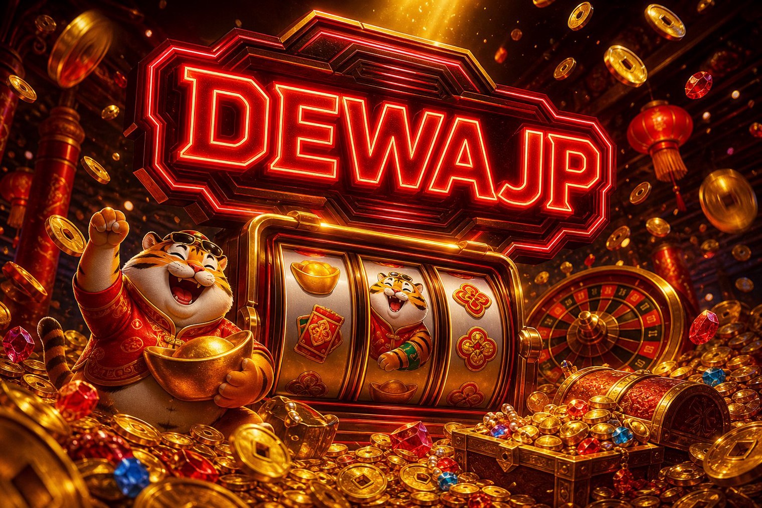 Menu hadiah pendaftaran dan koin gratis di halaman DEWAJP
